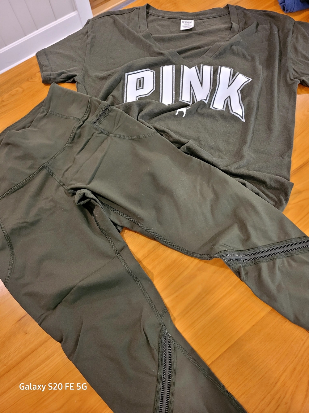 PINK Victoria's Secret Olive Green High-Waist Leggings